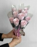 Baderosen Strauß | bestehend aus 10 Rosen | Badekonfetti mit Rosen Duft | Seifenrosen Blumenstrauß [Rosa]