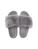 Damen Hausschuhe mit Fell » Damenschuhe mit Kunstfell » Badeschuhe » Sommer Badelatschen » Schlappen & Garten Schuhe » Pantoffeln mit Kunstpelz - Grau