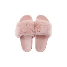 Damen Hausschuhe mit Fell » Damenschuhe mit Kunstfell » Badeschuhe » Sommer Badelatschen » Schlappen & Garten Schuhe » Pantoffeln mit Kunstpelz - Rosa