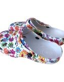 Damen Clogs Blumen » günstige Damenschuhe » Badeschlappen mit Blumenmuster » Sommer Garten Schuhe & Garten Schuhe » Badelatschen mit Riemen und Cut-Ou