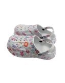 Damen Clogs Blumen » günstige Damenschuhe » Badeschlappen mit Blumenmuster » Sommer Garten Schuhe & Garten Schuhe » Badelatschen mit Riemen und Cut-Ou