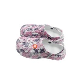 Damen Clogs Blumen » günstige Damenschuhe » Badeschlappen mit Blumenmuster » Sommer Garten Schuhe & Garten Schuhe » Badelatschen mit Riemen und Cut-Ou