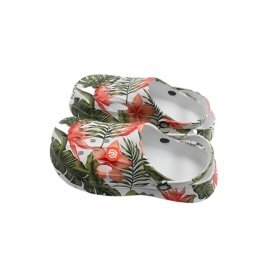 Damen Clogs Blumen » günstige Damenschuhe » Badeschlappen mit Blumenmuster » Sommer Garten Schuhe & Garten Schuhe » Badelatschen mit Riemen und Cut-Ou