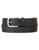 Damen Gürtel Schwarz 3,5cm » Ledergürtel mit Silber Schnalle » Echt Leder Damengürtel » schwarz matt - 95 (110cm)