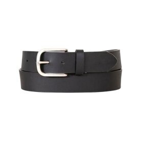 Damen Gürtel Schwarz 3,5cm » Ledergürtel mit Silber Schnalle » Echt Leder Damengürtel » schwarz matt - 95 (110cm)