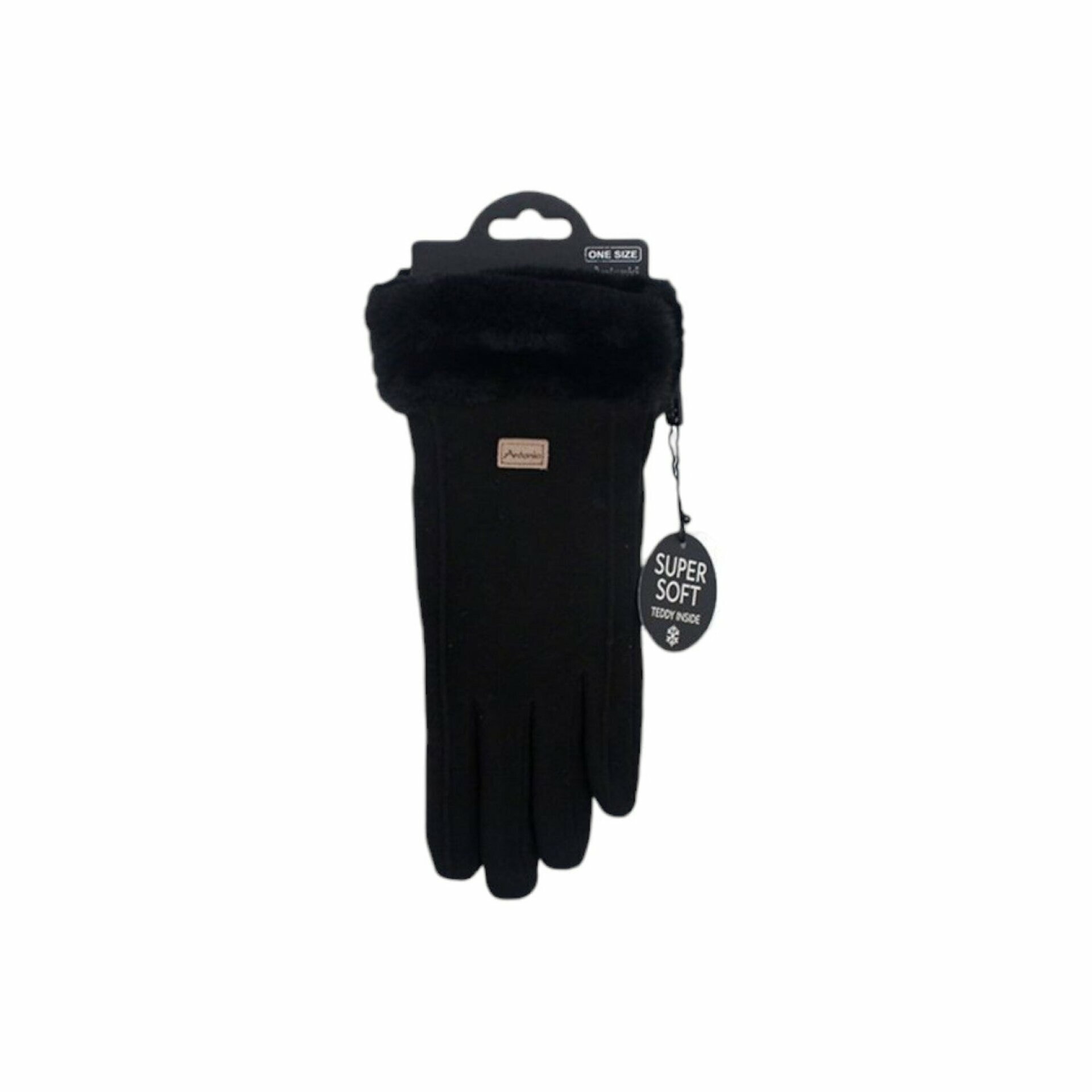 Damen Handschuhe gefüttert » Damenhandschuhe mit Touchfunktion » Winterhandschuhe mit Kunstpelz » Wildlederoptik 'NY Style' Suede mit Fell - Schwarz