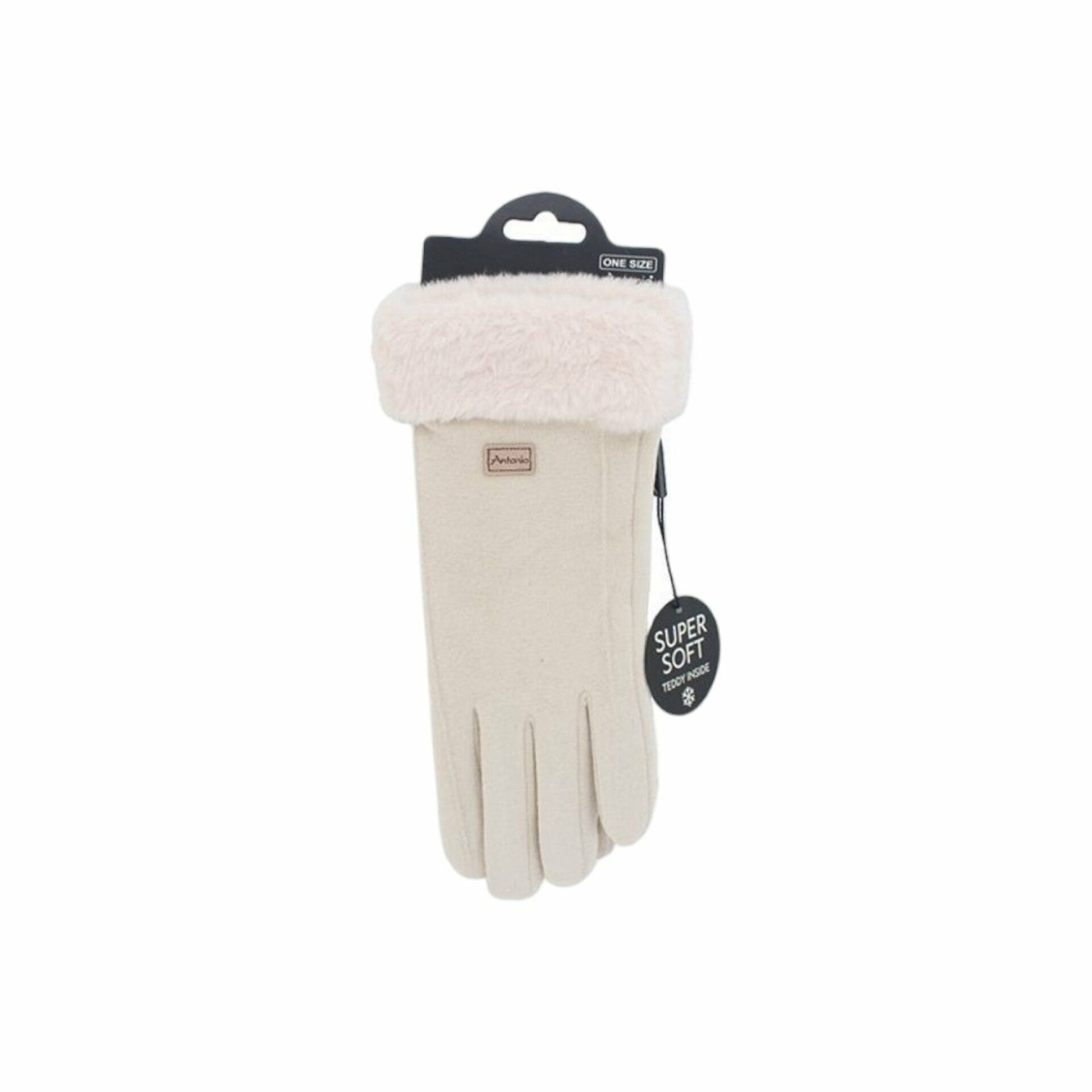Damen Handschuhe gefüttert » Damenhandschuhe mit Touchfunktion » Winterhandschuhe mit Kunstpelz » Wildlederoptik 'NY Style' Suede mit Fell - Beige