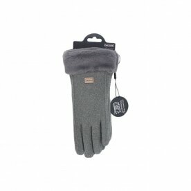 Damen Handschuhe gefüttert » Damenhandschuhe mit Touchfunktion » Winterhandschuhe mit Kunstpelz » Wildlederoptik "NY Style" Suede mit Fell - Grau