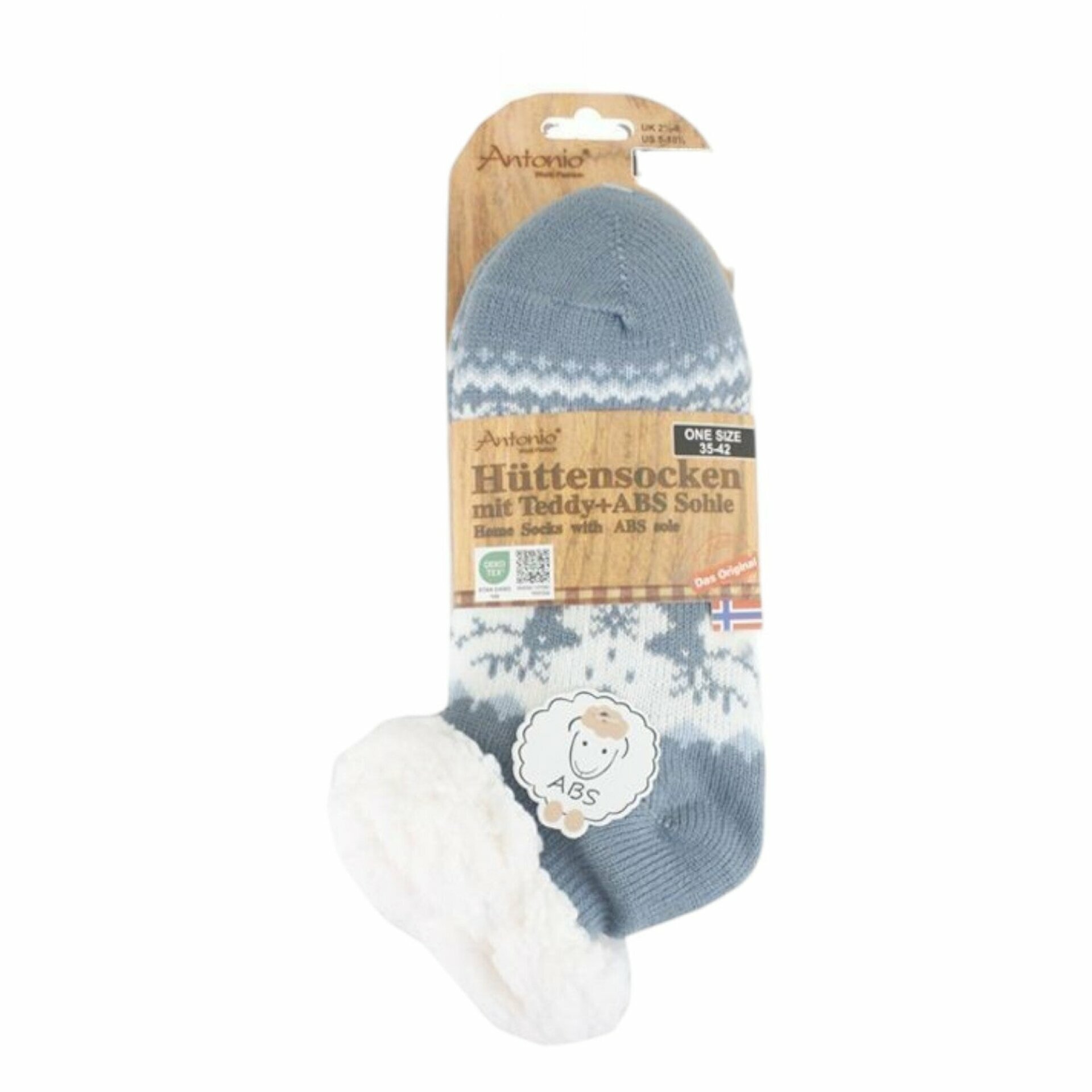 Hüttensocken für Damen » Kuschelsocken » Socken mit Teddy und ABS Sohle » 3/4 Länge | Wintersocken in Einheitsgröße 35-42 - Blau