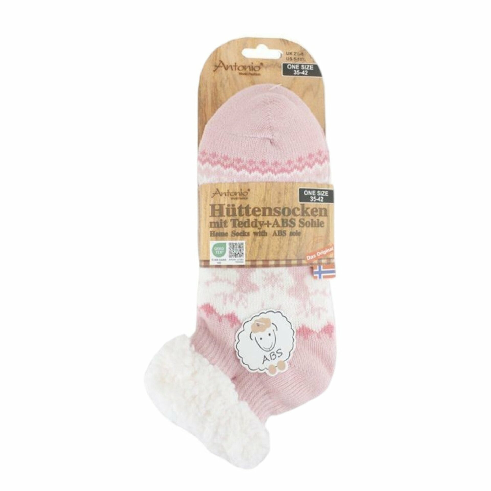 Hüttensocken für Damen » Kuschelsocken » Socken mit Teddy und ABS Sohle » 3/4 Länge | Wintersocken in Einheitsgröße 35-42 - Rosa