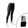 Damen Leggings Wet Look Schwarz » High-Waist Lederoptik Yogahose » Kunstleder-Leggings Formender Effekt - S