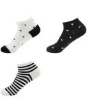 Damen Sneaker Socken 3er Pack » 3 Paar Damen Strümpfe schwarz/weiß » Kurzsocken » Sneakersocken Einheitsgröße 36-41