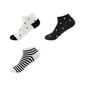 Damen Sneaker Socken 3er Pack » 3 Paar Damen Strümpfe schwarz/weiß » Kurzsocken » Sneakersocken Einheitsgröße 36-41