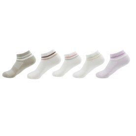 Damen Sneaker Socken » Set 5 Paar Strümpfe » 5er Pack Sneakersocken » Baumwollsocken mit elastischem Mittelfußband - A / 39-42
