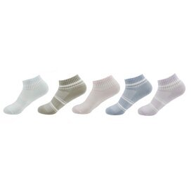 Damen Sneaker Socken » Set 5 Paar Strümpfe » 5er Pack Sneakersocken » Baumwollsocken mit elastischem Mittelfußband - B / 39-42