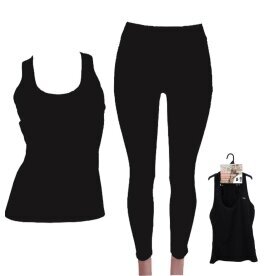 Damen Sport Set » Leggings & Tank Top » Sport Hose & Top » Sportwäsche mit formendem Effekt » Yogahose mit Netzstoff / Mesh-Einsätzen - S/M