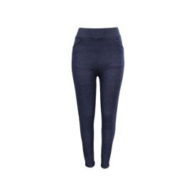 Damen Winter Leggings » Dunkle Jeans Optik » Jeggings mit Push-Up Effekt » Teddy Innenfleece » Damenleggings für Fitness & Alltag - Dunkelblau / XL/XX