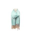 Damen Winter Schal » Winterschal 175 x 70 cm » Fransenschal mit Paisleymuster » Blumen Muster » seidig weich - Mint