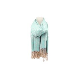 Damen Winter Schal » Winterschal 175 x 70 cm » Fransenschal mit Paisleymuster » Blumen Muster » seidig weich - Mint