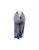 Damen Winter Schal » Winterschal 175 x 70 cm » Fransenschal mit Paisleymuster » Blumen Muster » seidig weich - Blau-Braun