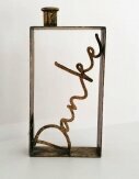 Deko Kerzenständer - Kerzenhalter Danke - Liebesgeschenk Leuchter I Kerzen Halter. Gold, 21cm x 12 cm