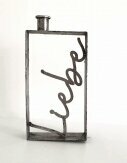 Deko Kerzenständer - Kerzenhalter Liebe - Liebesgeschenk Leuchter I Kerzen Halter. Silber, 21cm x 12 cm
