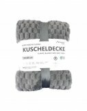 Flanell Kuscheldecke | Waffeloptik Wohndecke | super weich mit soft Teddy | 150x200cm [Grau]