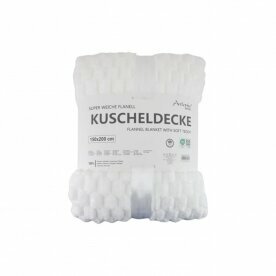 Premium Kuscheldecke » Waffeloptik Wohndecke » Couchdecke Soft Teddy | Tagesdecke 150 x 200 cm - Weiß