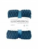 Flanell Kuscheldecke | Waffeloptik Wohndecke | super weich mit soft Teddy | 150x200cm [Blau]