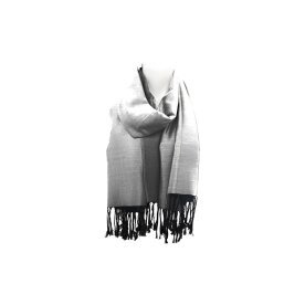 Fransenschal » Winterschal 175 x 70 cm » glänzender Winter Schal » Schal mit schwarzen Fransen - Silber