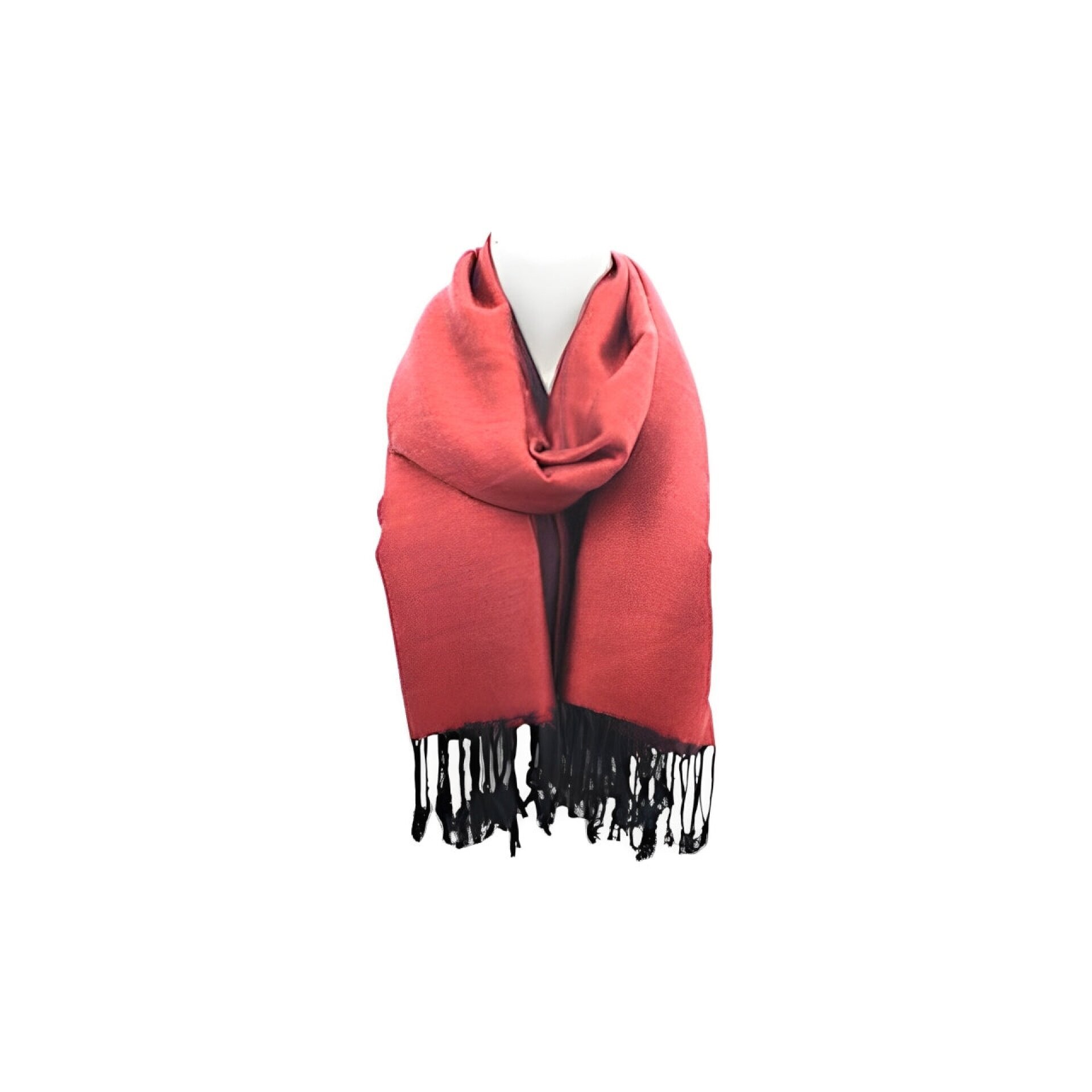 Fransenschal » Winterschal 175 x 70 cm » glänzender Winter Schal » Schal mit schwarzen Fransen - Altrosa
