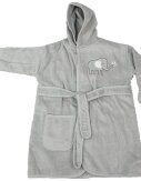 Frottée Baby Bademantel » Morgenmantel & Kleinkinder Badetuch » 100% Baumwolle » mit Kapuze, Tasche und Gürtel - Grau / 86