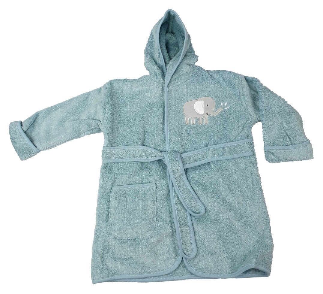 Frottée Baby Bademantel » Morgenmantel & Kleinkinder Badetuch » 100% Baumwolle » mit Kapuze, Tasche und Gürtel - Mint / 86