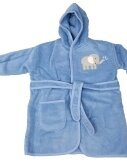 Frottée Baby Bademantel » Morgenmantel & Kleinkinder Badetuch » 100% Baumwolle » mit Kapuze, Tasche und Gürtel - Blau / 98