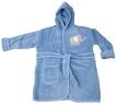 Frottée Baby Bademantel » Morgenmantel & Kleinkinder Badetuch » 100% Baumwolle » mit Kapuze, Tasche und Gürtel - Blau / 98