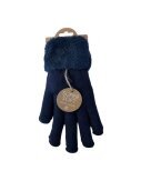 Gefütterte Damen Strickhandschuhe » Teddy Winterhandschuhe » Fingerhandschuhe Super Soft - Dunkelblau