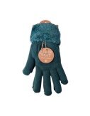 Gefütterte Damen Strickhandschuhe » Teddy Winterhandschuhe » Fingerhandschuhe Super Soft - Türkis