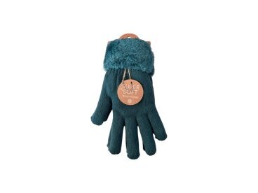 Gefütterte Damen Strickhandschuhe » Teddy Winterhandschuhe » Fingerhandschuhe Super Soft - Türkis
