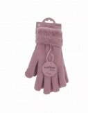 Gefütterte Damen Strickhandschuhe » Teddy Winterhandschuhe » Fingerhandschuhe Super Soft - Rosa