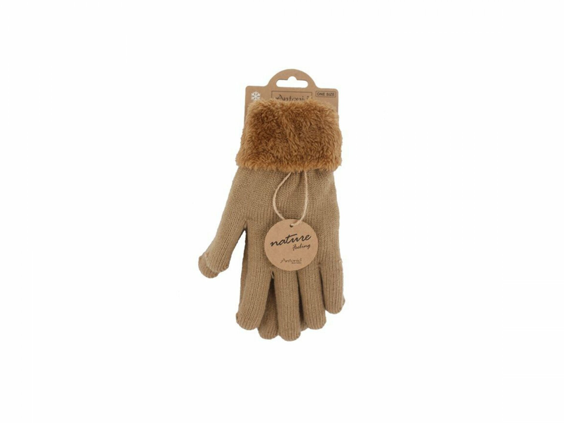 Gefütterte Teddy Winterhandschuhe I Strickhandschuhe [Taupe/Braun]