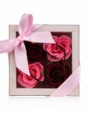 Geschenkbox 4x4g Baderosen | Badekonfetti | Seifenrosen in heller Geschenkverpackung mit Schleife | Rosen Duft [Pink]