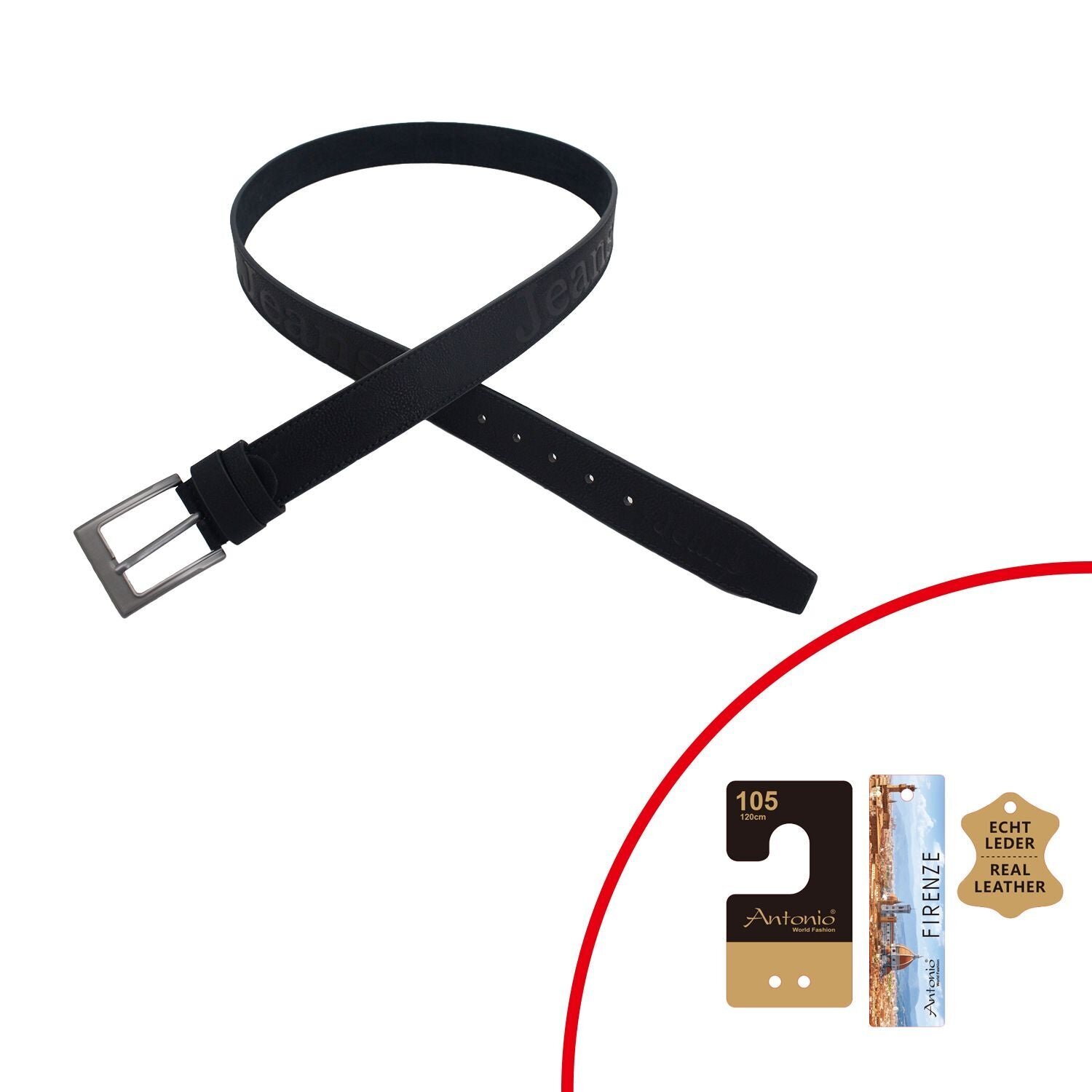 Ledergürtel für Männer » Herren Gürtel » Echt Leder Herrengürtel » schwarz matt 4 cm - 95 (110cm)