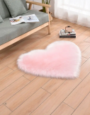 Herzteppich | Flauschiger Teppich in Herzform I Herz Teppich Vorleger 40 x 50cm in rosa