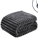 Premium Kuscheldecke in Cord Optik » Wohndecke 150 x 200 cm » Tagesdecke » dicke Wohndecke 450 gsm - Anthrazit