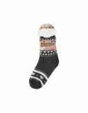 Hüttensocken Kuschelsocken Anti Rutsch Socke Winter Hausschuhe Strick Fleece [Grau/Rosa/Weiß] Motiv 4