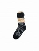 Hüttensocken Kuschelsocken Anti Rutsch Socke Winter Hausschuhe Strick Fleece [Schwarz/Weiß] Motiv 1