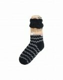 Hüttensocken Kuschelsocken Anti Rutsch Socke Winter Hausschuhe Strick Fleece [Schwarz/Weiß] Motiv 2