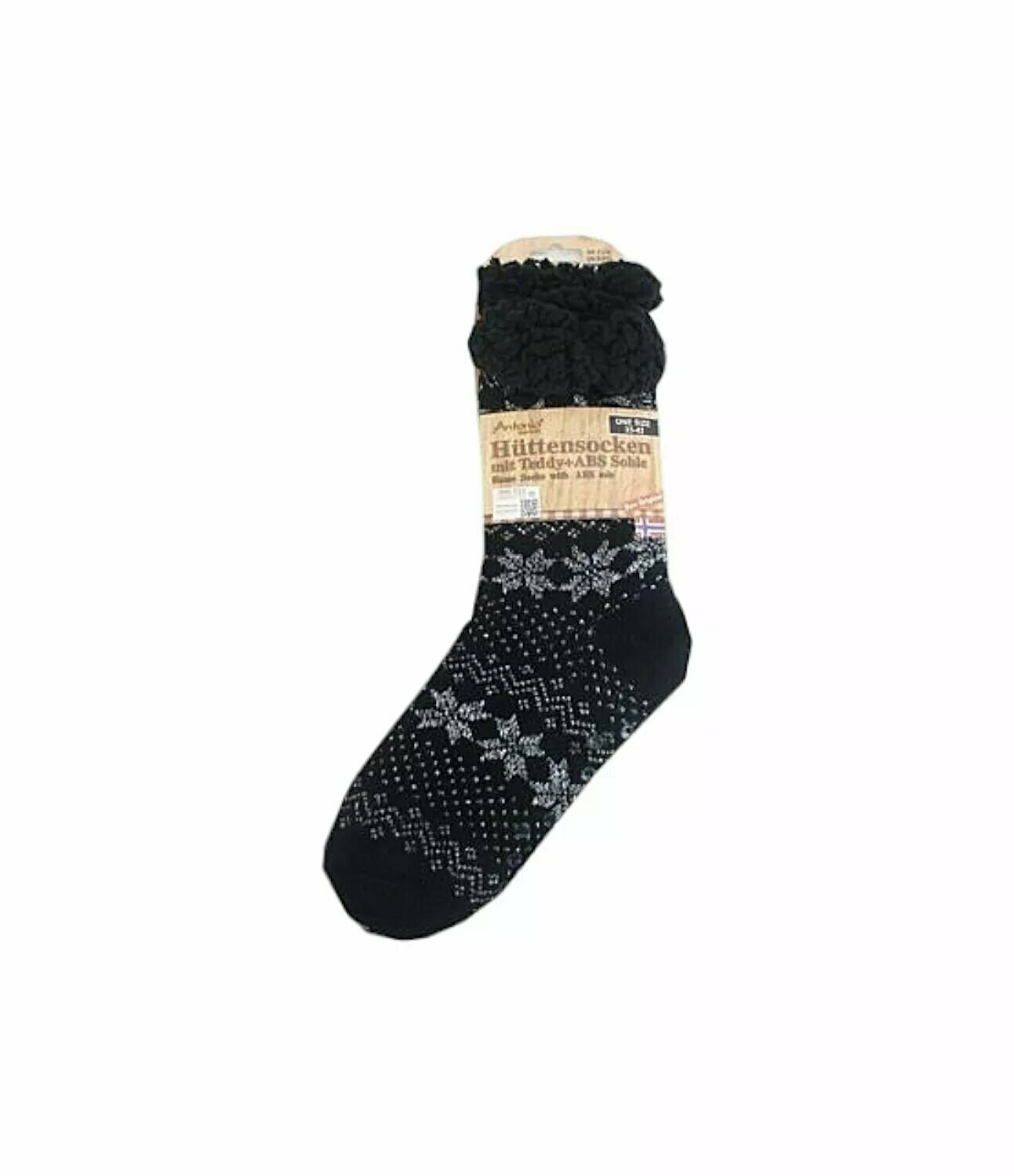Hüttensocken » Kuschelsocken » Anti Rutsch Socke » Winter Hausschuhe » Strick Fleece in schwarz/weiß - Motiv 5