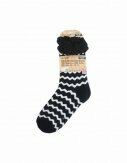 Hüttensocken Kuschelsocken Anti Rutsch Socke Winter Hausschuhe Strick Fleece [Schwarz/Weiß] Motiv 6
