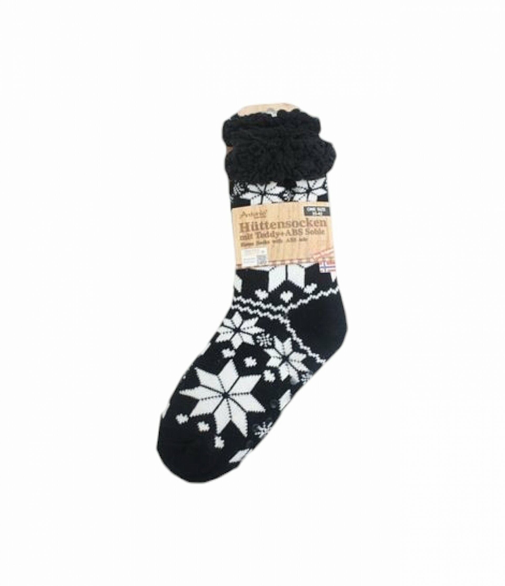 Hüttensocken Kuschelsocken Anti Rutsch Socke Winter Hausschuhe Strick Fleece [Schwarz/Weiß] Motiv 8